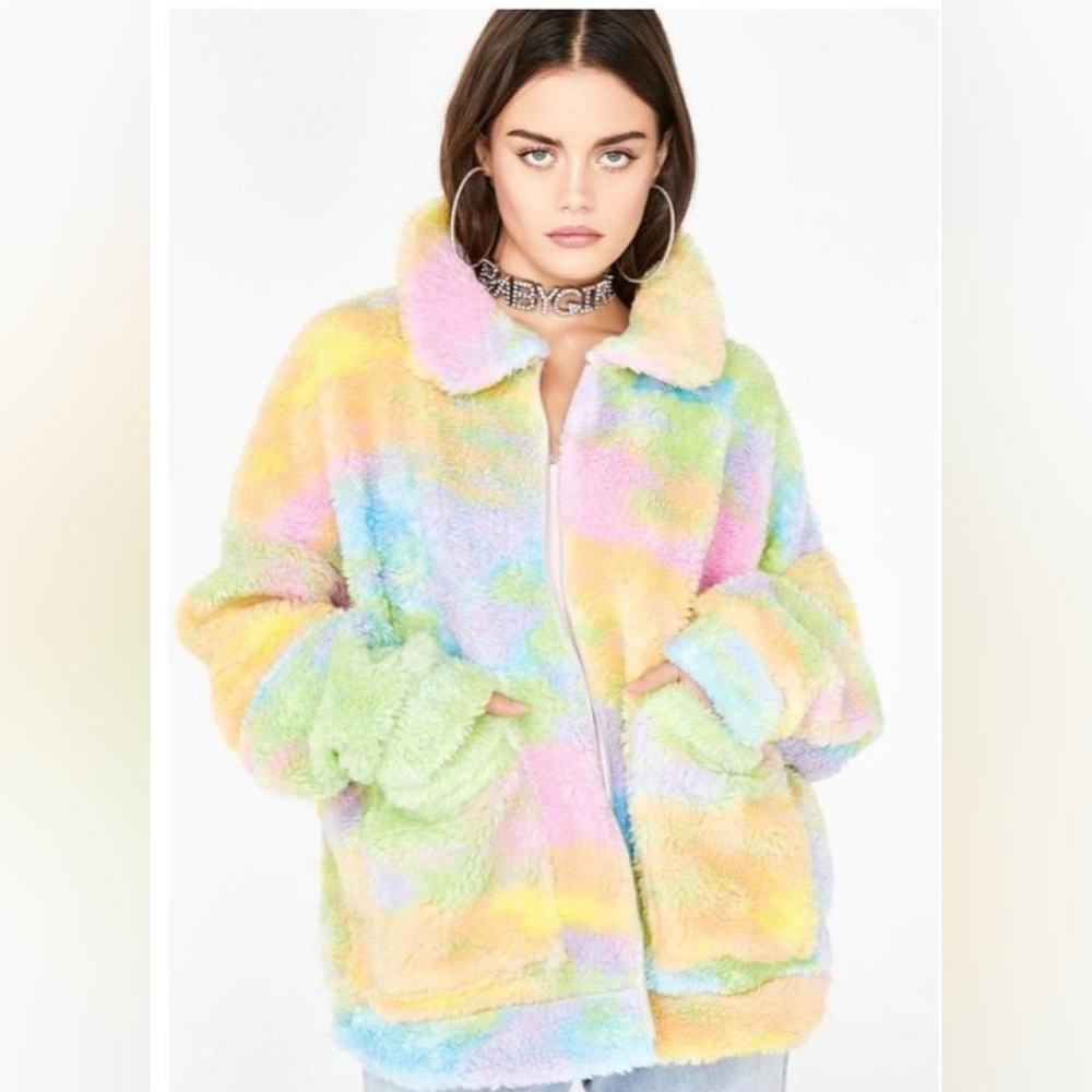 Jaded London rainbow fleece jacket/sweater